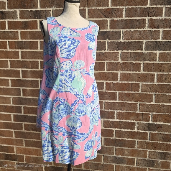 Lilly Pulitzer Cathy Pink Pout Barefoot Princess Lace Back Shift Dress - Picture 2 of 9